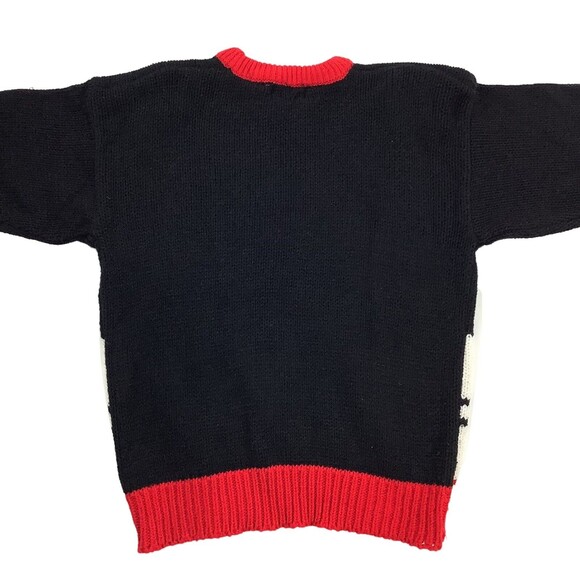 Vintage Ugly Christmas Sweater Womens L Large Black Red Knit Village Adell Barre - Picture 6 of 16